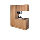 Küchenzeile Teeküche Mit Spüle Miniküche Singleküche Mikrowelle Mini-küchenzeile 150cm Buche