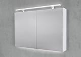 Intarbad ~ Spiegelschrank 100 cm mit Multi LED Acryl Aufsatzleuchte Doppelspiegeltüren Shorewood IB2002