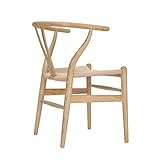 Tomile Mittelalterlicher Stil Esszimmerstühle,Esche Massivholz Querlenkerstuhl, Hans Wegner Y-Stuhl Rattan Sessel Natur Wisbone Stuhl für Zuhause Esszimmer und Wohnzimmer