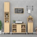 Badmöbel-Set, 3-teilig, Sonoma-Eiche, Holz