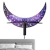 JMEDIC Mondregal aus Holz, schwimmendes Regal aus Holz – Wandregal aus Halbmond, verschleißfest, mit Anhängern in Mondform, Kunsthandwerk für kleine, Kristallsteine, Wohnzimmer