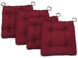 Traumnacht Stuhlkissen Premium 4er Set mit einem Baumwollbezug, 38 x 40 x 7 cm, rot, Öko-Tex zertifiziert, produziert nach deutschem Qualitätsstandard