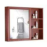 Space Aluminium Spiegelschrank Wandspiegel Schrank Badezimmer Badezimmer Spiegel mit Regal Badezimmer Spiegelschrank (Rot 90 x 70 x 13 cm)