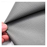 Kunstleder Stoff Kunstleder Stoff Litchi Korn Textur Kunstleder Vinyl Leder Stoff Polster Strukturiertes Material - Halber Meter 50 Cm X 140 Cm - Grau füR Sofa Auto Sitz MöBel Jacken Handtasche