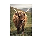 HOWDA Wandbild Kunstdruck Highland Cow Schottland Tier Niedlich Leinwand Poster Schlafzimmer Dekor Sport Landschaft Büro Zimmer Dekor Geschenk Leinwand Poster Wand Bilder Dekor (40x60cm Kein Rahmen)