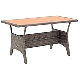 vidaXL Gartentisch Garten Esstisch Terrassentisch Tisch Balkontisch Gartenmöbel Outdoor Terrasse Grau 120x70x66cm Poly Rattan Stahl