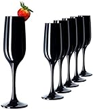 PLATINUX Schwarze stabile Sektgläser aus Glas Champagnergläser Set 6 Teilig max. 210ml Sektflöten Sektkelche Sektglas