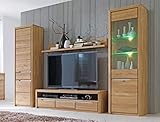 Wohnwand Pisa 30 Eiche Bianco massiv 4-teilig Medienwand TV-Wand Wohnzimmer TV-Möbel