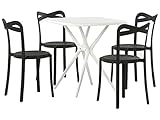 Beliani Gartenmöbel Set Kunststoff weiß/schwarz Tisch quadratisch Stühle Sersale/Camogli