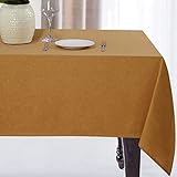 JUCFHY Rechteckige Tischdecke, Leinen-Tischdecke, strapazierfähig, schmutzabweisend, wasserabweisend, waschbare Tischdecken, dekorative rechteckige Tischdecke für Küche und Urlaub (132 x 178 cm, Gold)