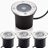 Dailyart Erdbodenleuchten, Dailyart 3 W Außen-Bodenleuchte, warmweiß, begehbare runde Landschaftsleuchte, IP65, wasserdicht, Terrassenleuchten für Auffahrt, Garten, Weg, Terrasse, AC85–265 V, 4 Stück