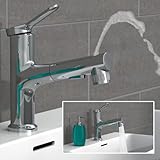 EISL NI075VARCR Waschtischarmatur VARIABILE mit herausziehbarer Brause, Wasserhahn mit Öffnung auf der Oberseite, Armatur für das Waschbecken mit Brausestrahl, Chrom