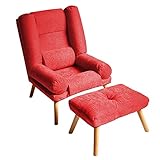 Selly Home Sessel mit Ergonomischer Hocker - Relaxsessel Angenehmes Stoff mit Liegefunktion - Entspannung Ohrensessel mit Hocker - Fernsehsessel mit Fußstütze - Lounge Stressless Sessel – Rot