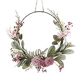 Türkranz Dekoration - Künstliche Blumen Metallring Eukalyptus 41cm Türkranz Frühling Künstliche Blumenkranz Hochzeit Wanddeko Modern Deko Blumenkranz Wandkranz Künstliche Hortensie Girlande