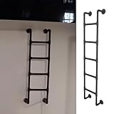 Tritthocker Ausstiegsfensterleiter zur Wandmontage, Dachbodenleiter, Keller-Fluchtleiter, Notfall-Fenster-Dachboden-Ausstiegsleiter, Schmiedeeisen, belastbar bis 150kg (Color : Black, Size : 165cm/6