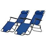 Wakects 2er Set Sonnenliege Gartenliege Leichte Liege Blau mit verstellbarer Rückenlehne Sonnenliege Set von 2 Gartenliegen für Camping Strand Terrasse