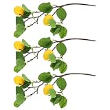 MAJESTE 3 Stück künstliche Zitronenzweige, Simulation, Obst, Baumstämme mit grünen Blättern, for Frühling, Bauernhaus, Zuhause, Tisch, Küche, Tafelaufsatz, Dekoration, Blumenarrangement/1182