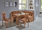 ALIDAM Sitzgruppe Esstisch Eckbank Eckbankgruppe Buche Braun Ausziehtisch Essgruppe Eckbank Tisch 2x Stuhl KüChenbank Esszimmerbank