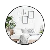 ZeRyan 50cm(19.7'') Runder Spiegel Schwarz, Wandspiegel Runder mit Schwarzem Metallrahmen, Wandspiegel für Badezimmer, Schlafzimmer, Wohnzimmer, Eingangsbereiche, Waschräume und Mehr