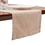 Simurq Tischläufer Wasserabweisende & Abwaschbare Tischläufer modern | Leinenoptik - Lotuseffekt | Pflegeleicht & fleckenabweisend Läufer | Tischläufer beige (Farbe: Beige, 30x120 cm)