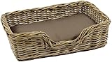 Kobolo Hundekorb Hundesofa aus stabilem Rattan geflochten inkl. Kissen 63x42x18 cm