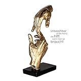 Casablanca - Skulptur, Dekofigur - Two Hands - Zwei Hände - Polyresin - goldfarben/schwarz - 29 x 13,5 x 8 cm