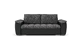 BETTSO -2-Sitzer Sofa, für das Wohnzimmer, Modernes Sessel mit Schlaffunktion für das Kinderzimmer, Sofa für das Wohnzimmer- SAGA II (Dunkelgrau+Schwarz (LAWA17+SOFT11))