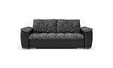 BETTSO -2-Sitzer Sofa, für das Wohnzimmer, Modernes Sessel mit Schlaffunktion für das Kinderzimmer, Sofa für das Wohnzimmer- SAGA II (Dunkelgrau+Schwarz (LAWA17+SOFT11))