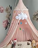 Baldachin für Kinder, Baby-Bettwäsche, Runde Kuppel hängende Moskitonnetz, Kinder Spielzelt Baumwolle Moskitonetz, Raumdekoration für Kinder (Rosa)