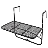 AFLCIO Balkon-Hängetisch, Balkon-Klapptisch, rostfrei, verstellbar, für Zuhause, Terrassentisch, hängender Stehtisch, Faltbarer Blumenständer, Verwendung für Geländer, schwarz