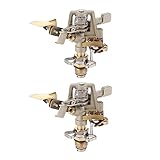 Relaxdays Rasensprenger Impulsregner Kopf, 2er Set, Bewässerung großer Flächen, 12m Reichweite, 360°, Kreisregner, Gold