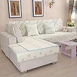 Sofa-Schonbezug, Schnitt-Sofabezug, Blumenstickerei, rutschfeste Schnitt-Couchbezüge in L-Form, langlebiger, weicher Chaiselongue-Bezug, Polyester-Rückenlehnenbezüge (nur 1 Stück),Blue-90x160cm/35x6