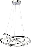 Kare Design Hängeleuchte Saturn LED Chrome Big, Schirm: Aluminium verchromt, Baldachin: Stahl messing beschichtet, 120x75x75cm