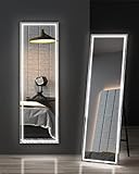 Dripex Standspiegel Ganzkörperspiegel mit Beleuchtung LED Wandspiegel 3 Lichtfarbe einstellbar dimmbar mit Touch-Schalter Groß 130 x 40 cm