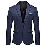 Herren Sakko Slim Fit Männer Bunter Blazer Anzug Herren Regular Fit Schwarzer Anzug Herren Jackett Sakko Herren Schwarz(Navy,4XL)