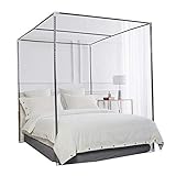 Usknxiu Moskitonetzhalter Vier Eckbett, Edelstahl Baldachin Moskitonetz Baldachin Rahmen, Bettüberdachung, Gestell für Twin/Full/Queen/California King/King Size Bett,1.5×2m Bed