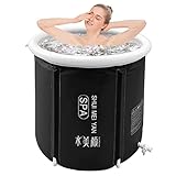 Aufblasbare Faltbare Badewanne Erwachsene Round Klappbare Badewanne 75x75cm Tragbare Badewanne Kinder Erwachsene FüR Spa Time Basenbad Badesalz Salzbad Eisbad Erwachsene(Schwarz)