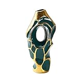 Keramik Blumenvasen Galvanisierte geometrische Vase aus Keramik Dekorative Blumenvase für Wohnzimmer, Schlafzimmer Büro Kaminsims (Color : Green)