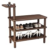 Schuhschrank Schuhregal mit 3 Ebenen Aufbewahrungsregal Eingangsbereich Schuh-Organizer, Aufbewahrungstisch-Design, Schuhregal-Organizer für Tür (Farbe: Walnussbraun, Größe: 60 x 30 x 44,8 cm)