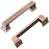 GRANTENOV 9,5 cm Antik-Kupfer-Schrankgriffe, massive Zinklegierung, quadratisch, antike Kupfer-Schubladen, Kupfer, Küchenschrank, Hardware, Griffe, Kommode, Schubladen, Knöpfe, 6 Stück
