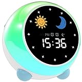 SIMPFUN Wecker Kinder, Kinderwecker mit Nachtlicht, Schlaf Sound Machine, Kinder Schlaftrainer mit Bluetooth-Lautsprecher & Lichtwecker, Schlaf Timer Dimmbar Geeignet für Schlafzimmer