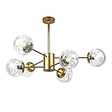 Moderner Led-Sputnik-Kronleuchter, Zeitgenössische Kronleuchter, Dimmbare Hängependelleuchte Für Küche, Schlafzimmer, Flur, Treppenhaus-Gold 6 Lichter (31,9 x 22,3 Zoll) Commemoration Day