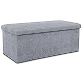 CROMMA Japanischer Stil Fußhocker, Faltbar Aufbewahrungsbox Polsterhocker Weich Bequem Schuhe Hocker Sofahocker Wohnzimmer Schlafzimmer Korridor-76x38x38cm-Grau