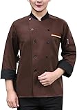 Kochbekleidung Kühle Kochjacke mit atmungsaktivem Mesh Unisex Kochjacke Uniform Personalisierte Chefkoch funktioniert (Color : Brown, Size : XXL)