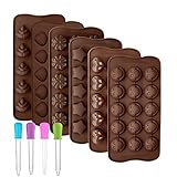 Accfore 6 Stück Schokoladenformen aus Silikon, Blumenform für Süßigkeiten, Gelee, antihaftbeschichtet, Tabletts für Eiswürfel für Festival Party (A)