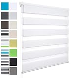 WOLTU Doppelrollo Klemmfix ohne Bohren Weiß 75x150cm (BxH), Duo Rollo Zebrarollo Fensterrollo Klemmrollo Seitenzugrollo Easyfix lichtdurchlässig & verdunkelnd Rollos für Fenster und Tür