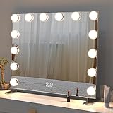 BEAUTME Hollywood Spiegel Schminkspiegel mit Beleuchtung, großer beleuchtet Schminktischspiegel, Touch-Steuerung Spiegel mit Licht für Tisch oder Wandmontage (Silber)