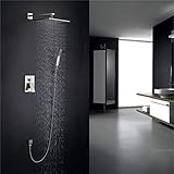 Antikes Duschsystem, Wasserfall mit Handbrause, Duscharmatur-Set aus gebürstetem Nickel, Wandmontage, 8-Zoll-Top-Spray, Keramikventil, Badezimmer-Duscharmatur, D Decoration