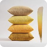 Topfinel Kissenbezug 50x50 cm gelb 4er Set Kordsamt Kissenbezüge Kissenhülle Dekokissenbezug sofakissen dekokissen deko für Sofa Schlafzimmer Wohnzimmer Balkon Kinder flauschig Farbverlauf