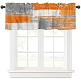 Zadaling Volant-Vorhang für Küche, gebranntes Orange und Grau, moderne Kunstwerk, Fenstervolant für Wohnzimmer, Schriftrollen, 1 Panel, 30.5x106.7 cm
